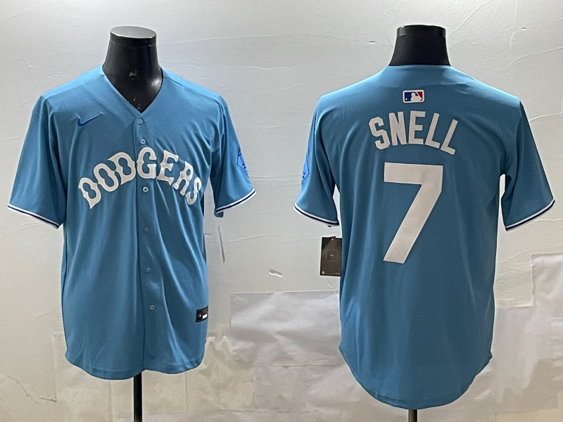 Men's Los Angeles Dodgers Blake Snell #7 Light Blue Limited Player Jersey1 baseball jersey product view 1