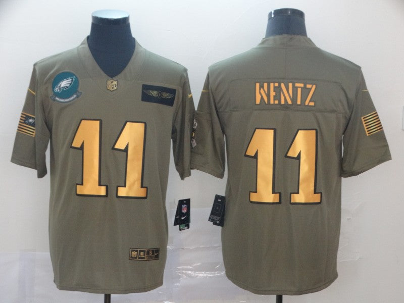 Men's Philadelphia Eagles Carson Wentz #11 Brown Game Jersey1 football jersey product view 1