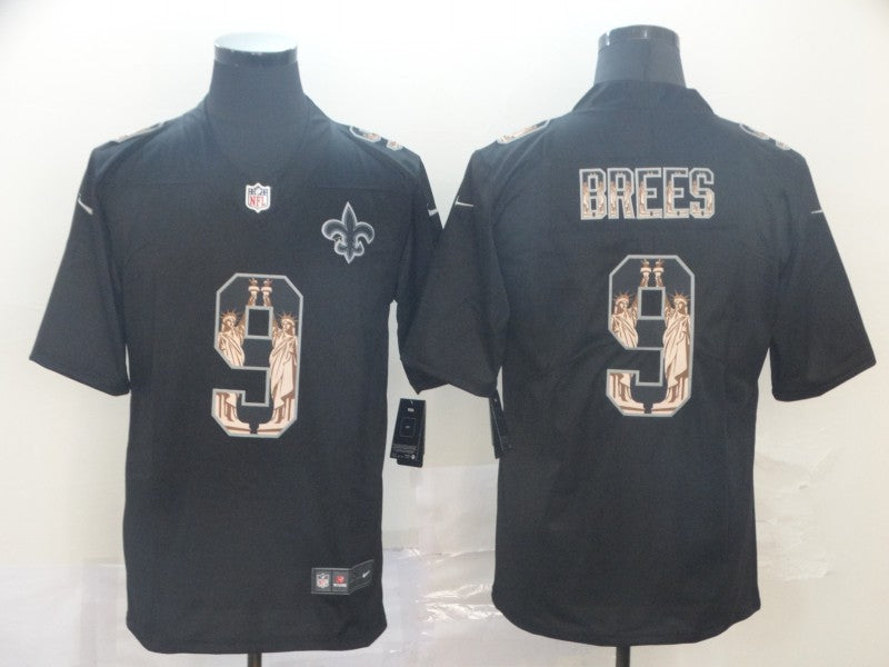 Men's New Orleans Saints Drew Brees #9 Black Authentic Game Jersey1 football jersey product view 1