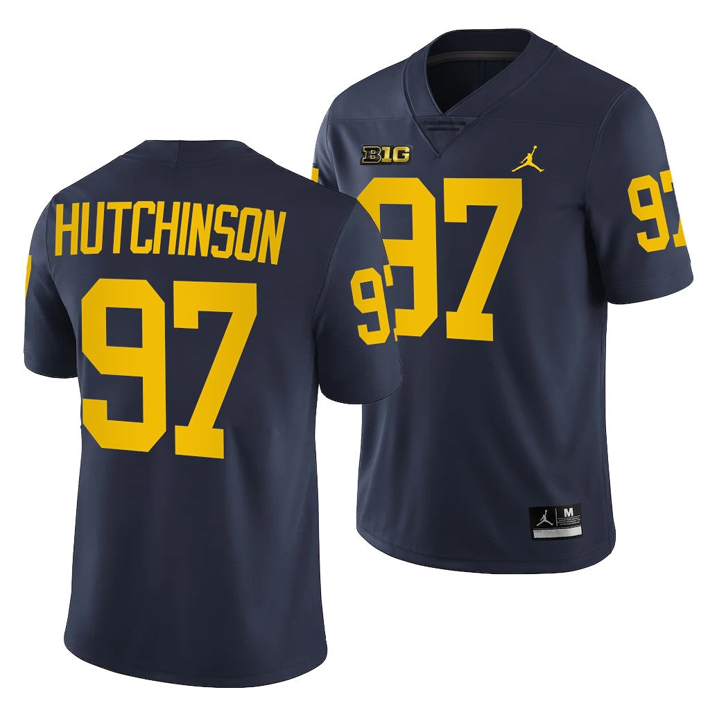 Aidan Hutchinson Navy Home Game Jersey College CX5WGHGI football jersey product view 1