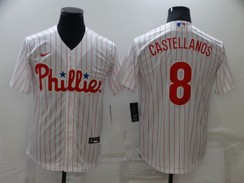 Men's Philadelphia Phillies Nick Castellanos #8 White Replica Baseball Jersey1 baseball jersey product view 1