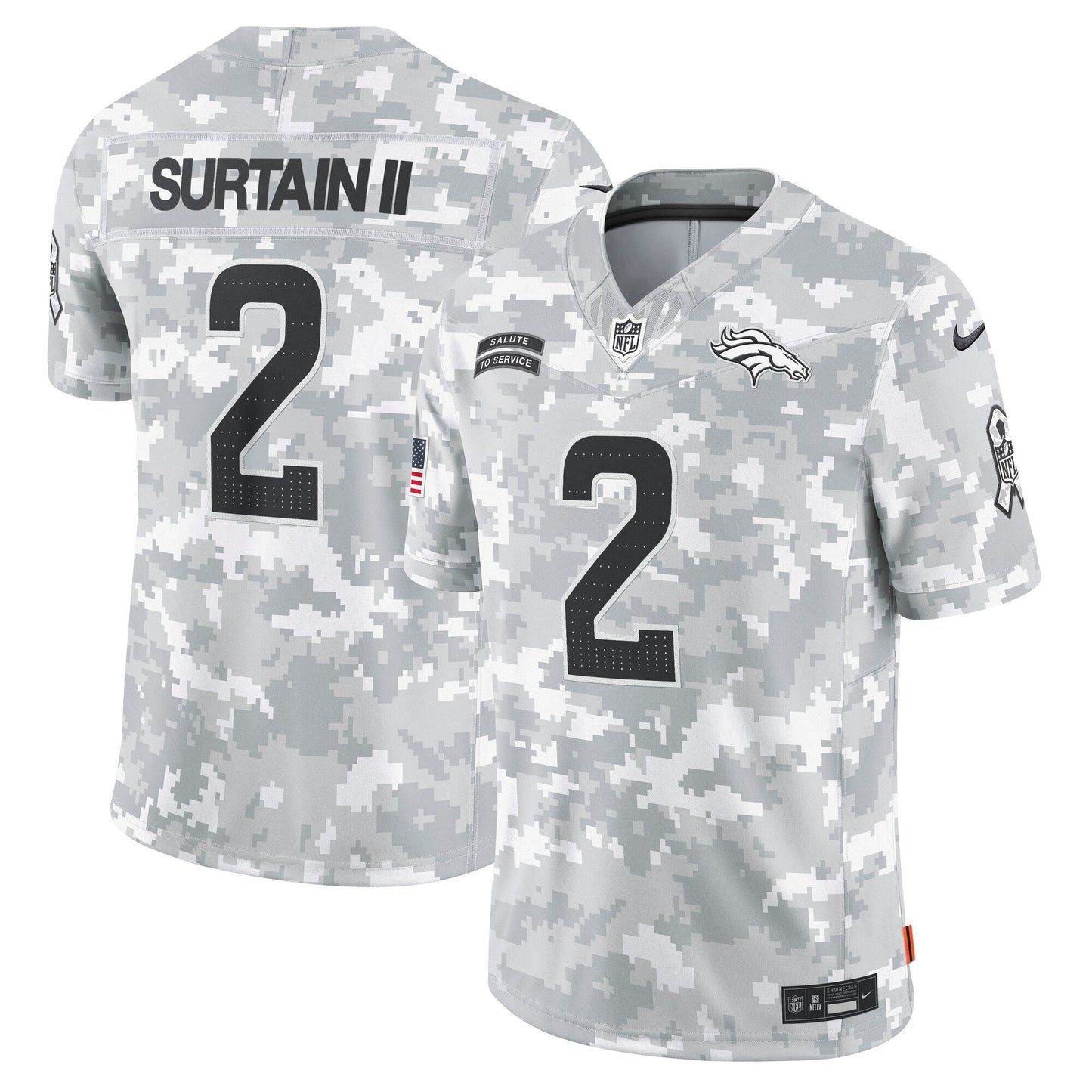 Patrick Surtain II Denver Broncos Nike 2024 Salute to Service Limited Jersey - Arctic Camo football jersey product view 1