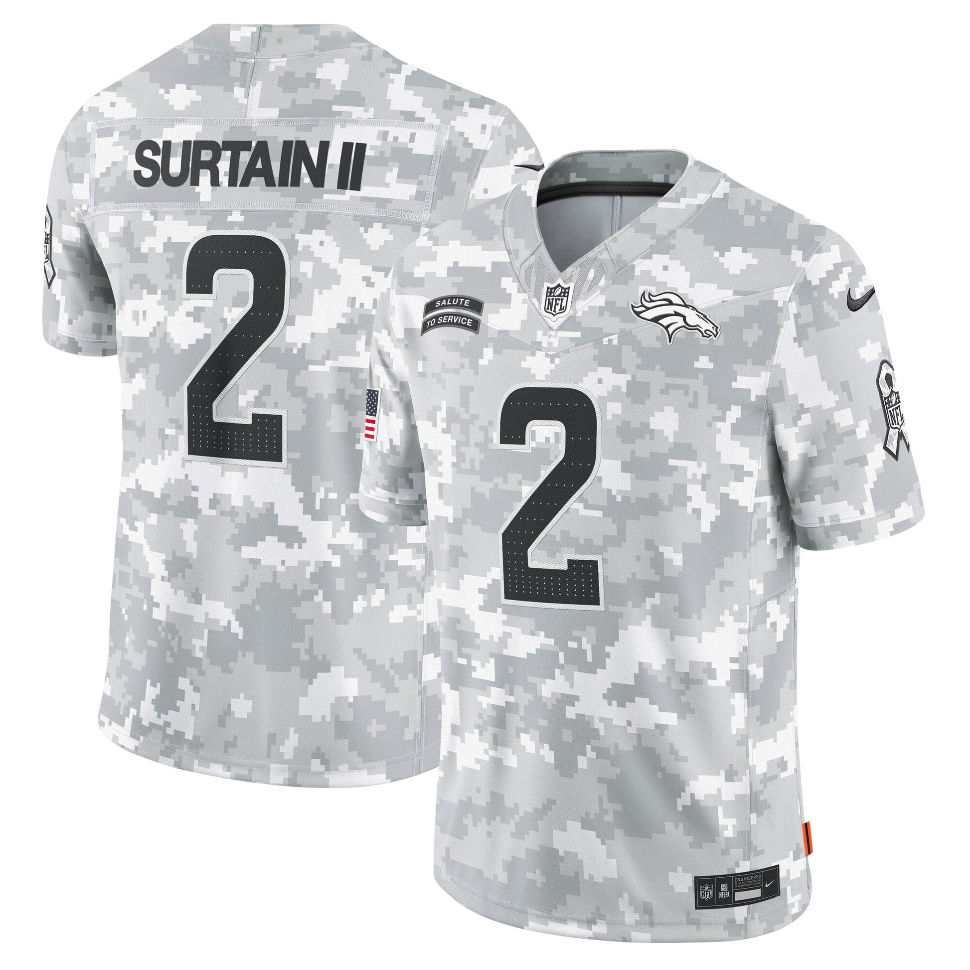 Patrick Surtain II Denver Broncos Nike 2024 Salute to Service Limited Jersey - Arctic Camo football jersey product view 1