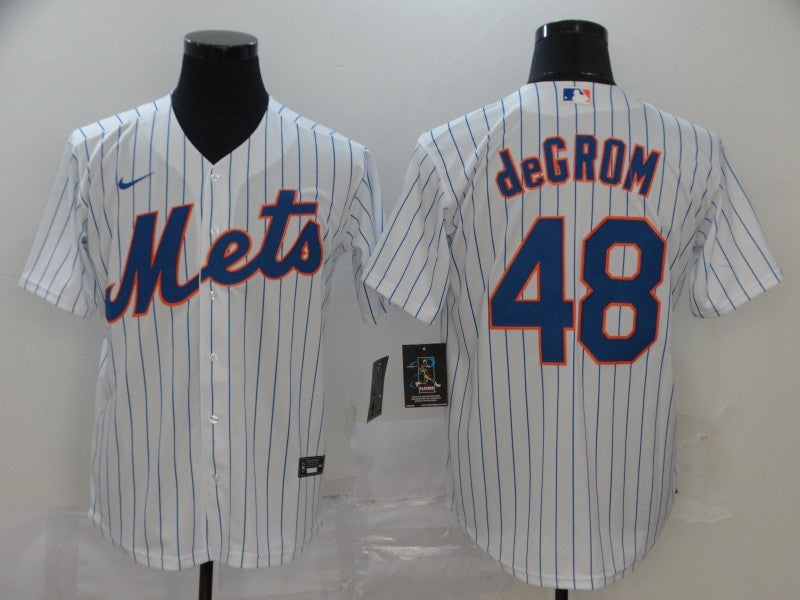 Men's New York Mets Jacob deGrom #48 White Replica Baseball Jersey1 baseball jersey product view 1