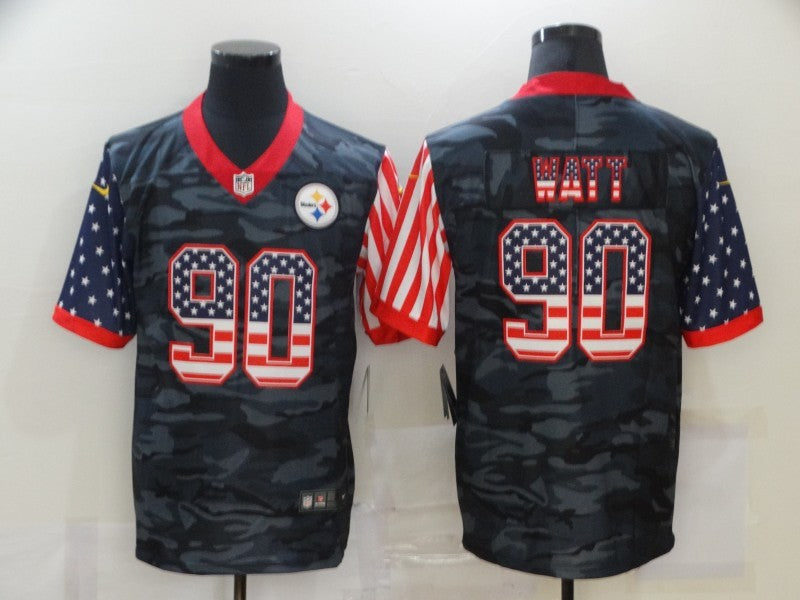 Men's Pittsburgh Steelers T.J. Watt #90 Gray Camouflage Game Player Jersey1 football jersey product view 1