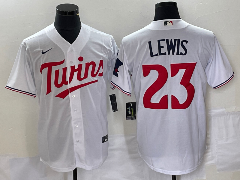 Men's Minnesota Twins Royce Lewis #23 White Home Replica Player Jersey1 baseball jersey product view 1