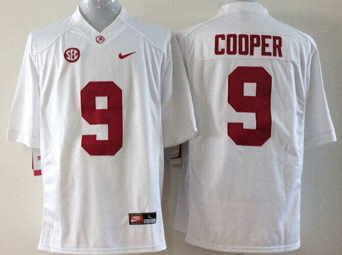 Men's Alabama Crimson Tide Amari Cooper #9 White Player Game Jersey sports jersey product view 1