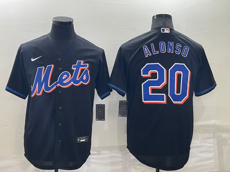 Men's New York Mets Pete Alonso #20 Black Replica Baseball Jersey1 baseball jersey product view 1