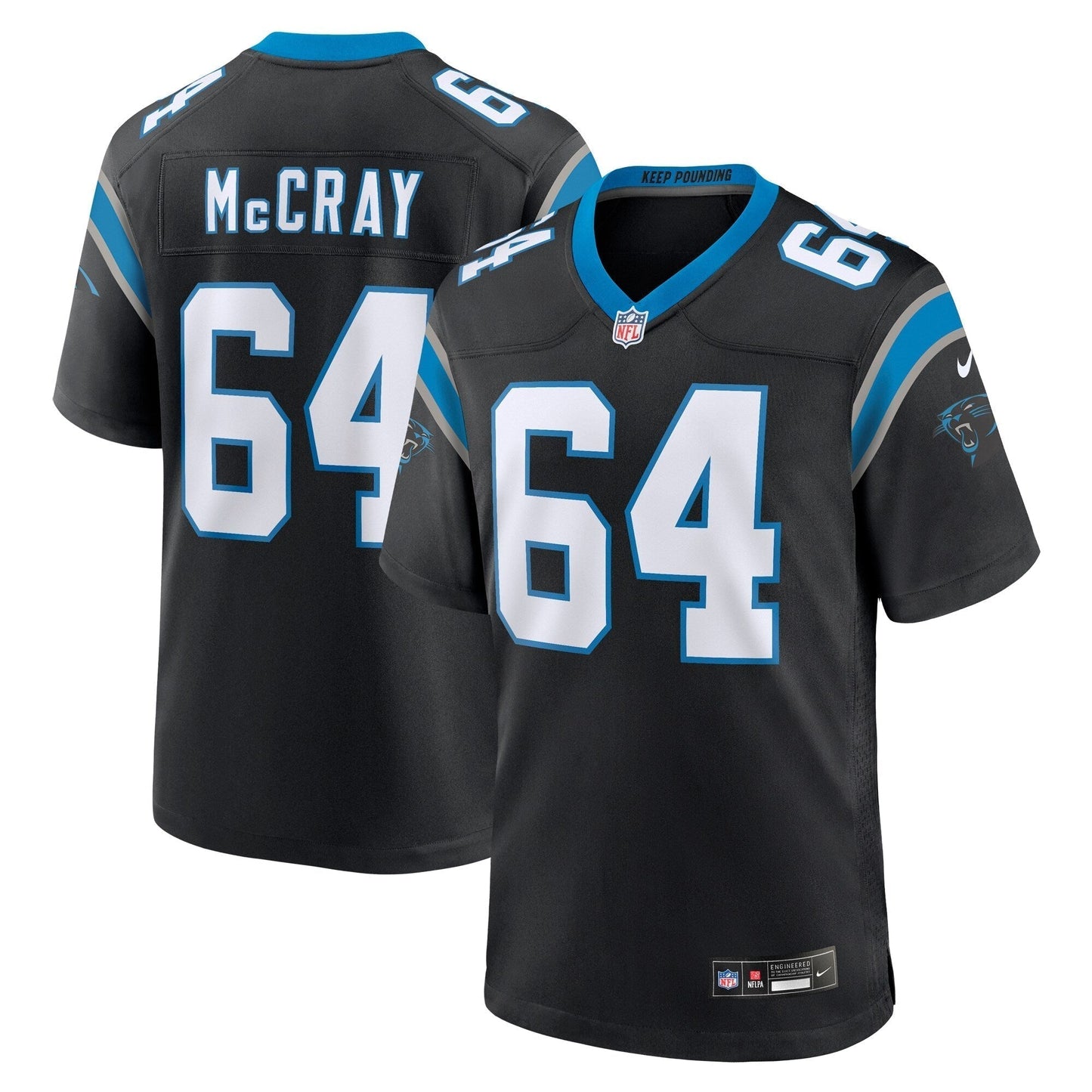 Justin McCray Carolina Panthers Nike Team Game Jersey - Black football jersey product view 1