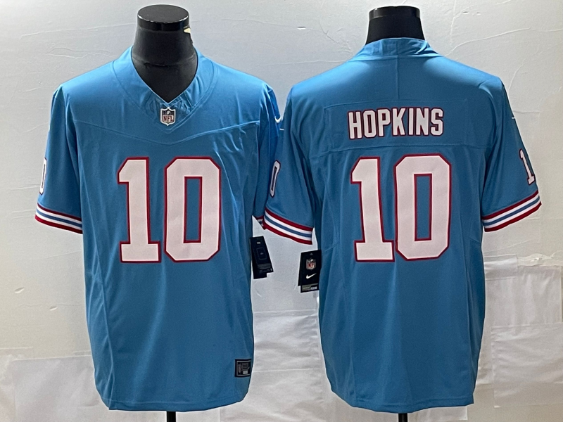 Men's Tennessee Titans DeAndre Hopkins #10 Light Blue Oilers Throwback Player Game Jersey1 hockey jersey product view 1