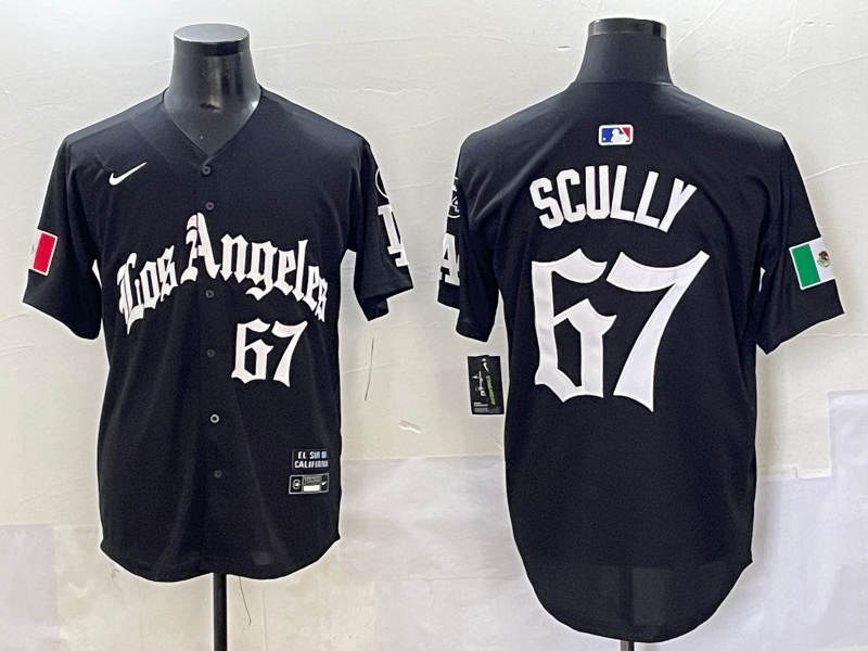 Men's Los Angeles Dodgers Vince Scully #67 Black Limited Player Jersey baseball jersey product view 1
