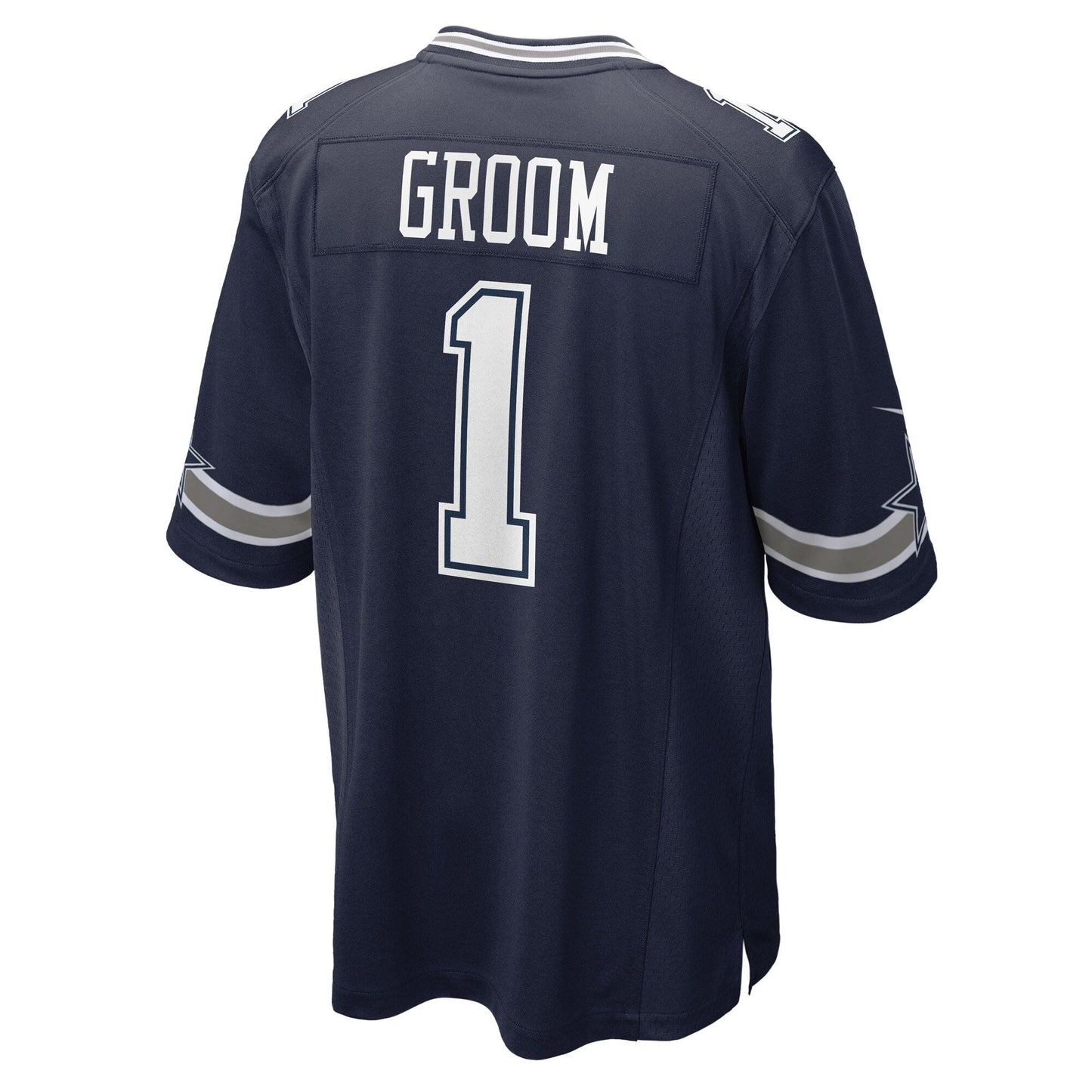 Number 1 Groom Dallas Cowboys Nike Game Jersey - Navy football jersey product view 3