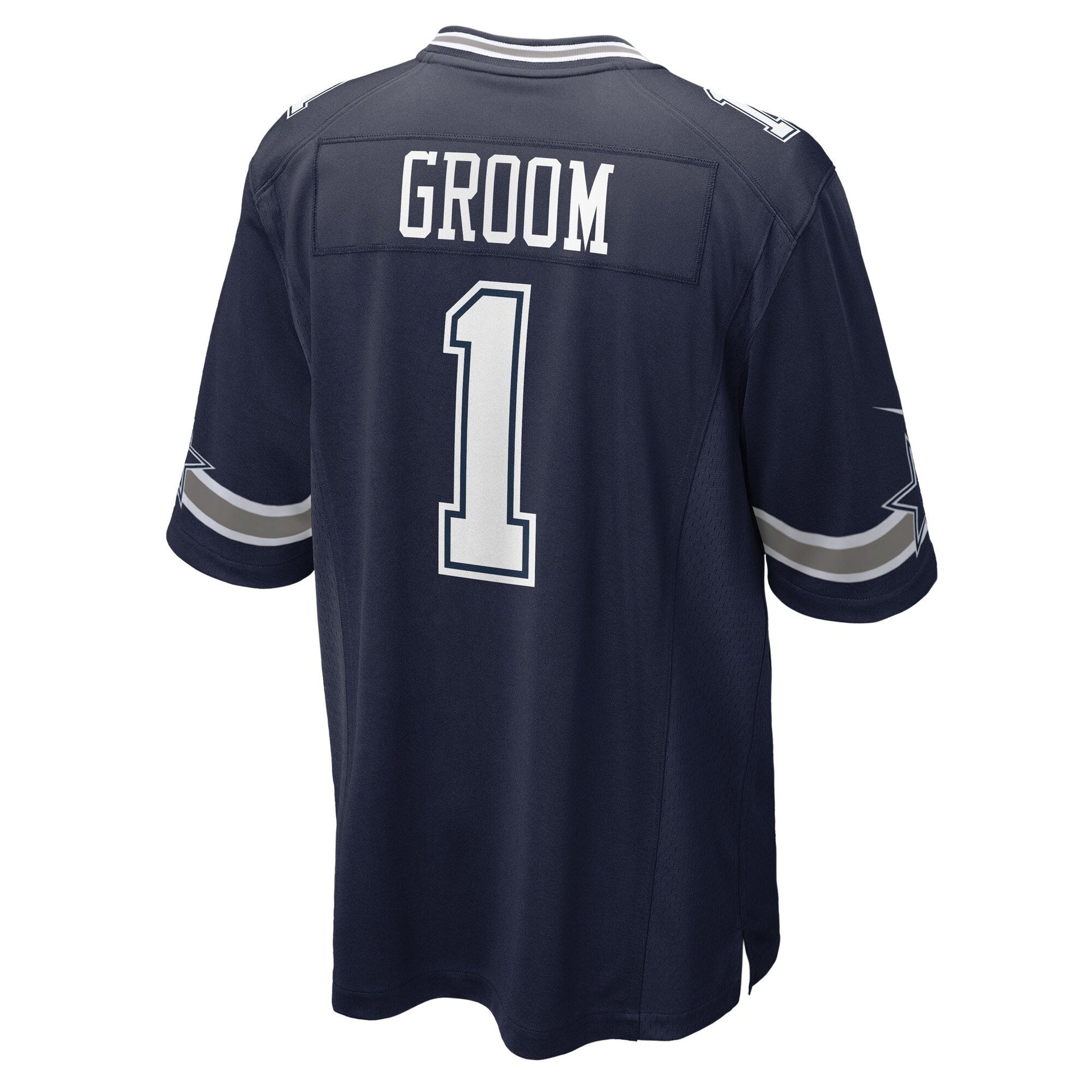 Number 1 Groom Dallas Cowboys Nike Game Jersey - Navy football jersey product view 3