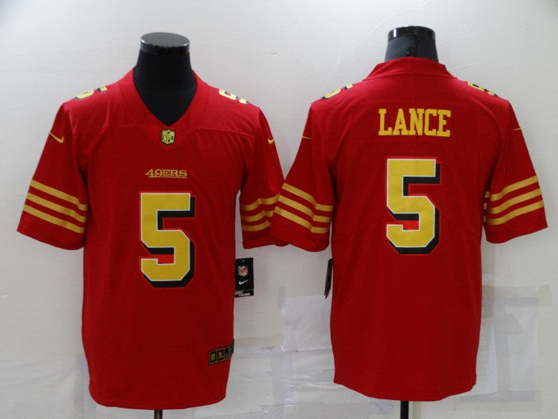 Men's San Francisco 49ers Trey Lance #5 Red Game Player Jersey1 football jersey product view 1