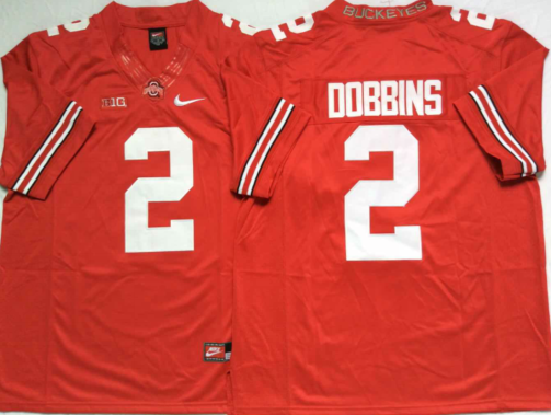 Men's Ohio State Buckeyes JK Dobbins #2 Scarlet Player Game Jersey sports jersey product view 1