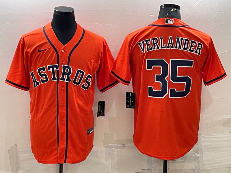 Men's Houston Astros Justin Verlander #35 Orange Replica Player Jersey1 baseball jersey product view 1