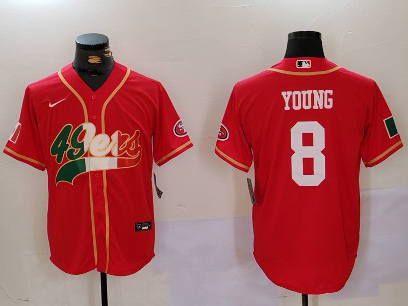 Men's San Francisco 49ers Steve Young #8 Scarlet Game Jersey1 football jersey product view 1