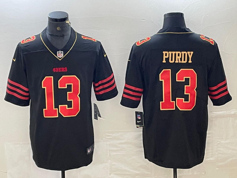 Men's San Francisco 49ers Brock Purdy #13 Black Player Game Jersey1 football jersey product view 1