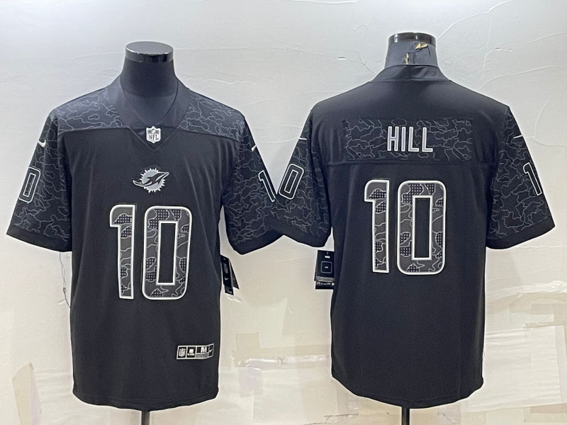 Men's Miami Dolphins Tyreek Hill #10 Black RFLCTV Limited Jersey1 football jersey product view 1