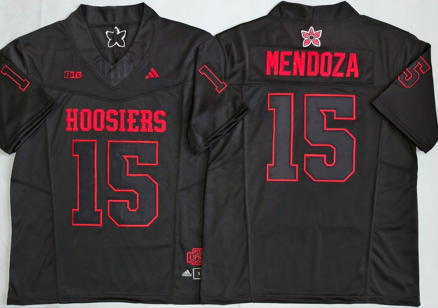 Fernando Mendoza Indiana Hoosiers Black Out Jersey - Black sports jersey product view 1