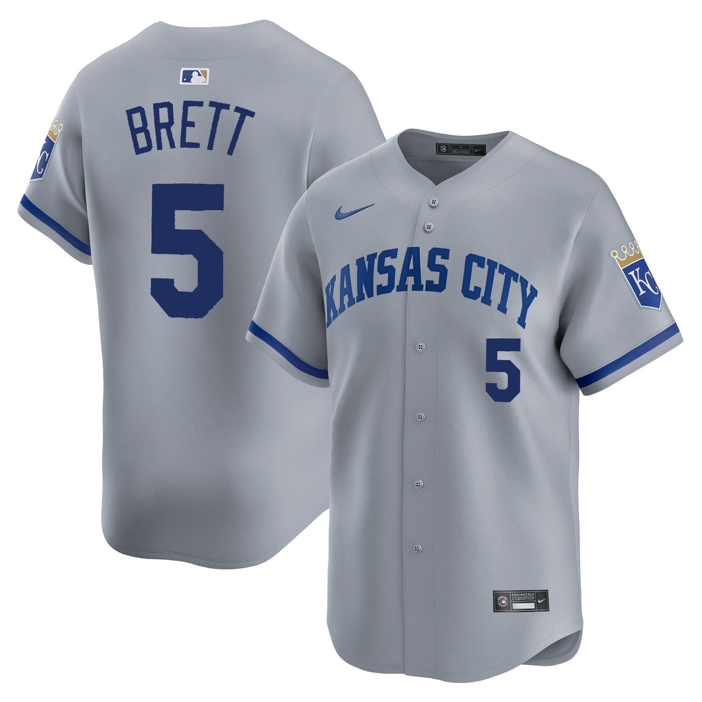 George Brett Kansas City Royals Road Jersey - Gray baseball jersey product view 1