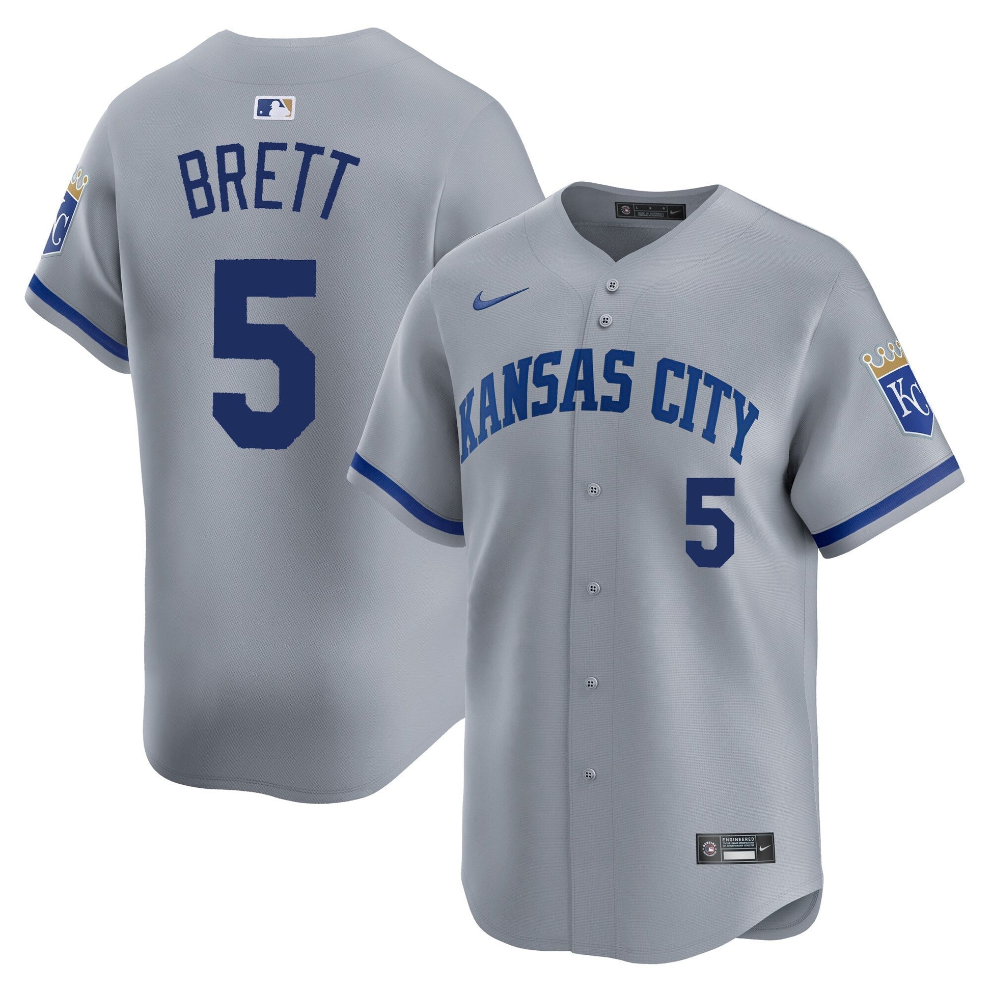 George Brett Kansas City Royals Road Jersey - Gray baseball jersey product view 1
