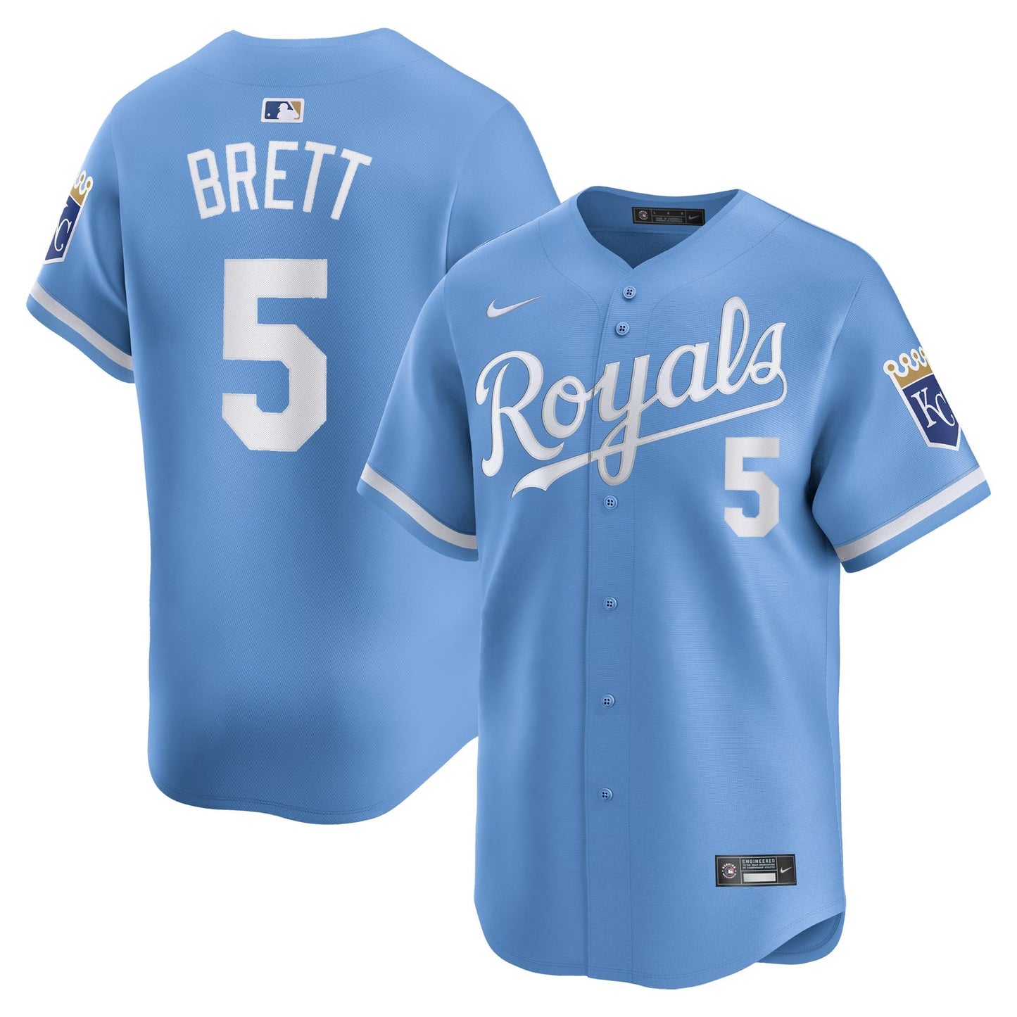 George Brett Kansas City Royals Alternate Jersey - Light Blue baseball jersey product view 1