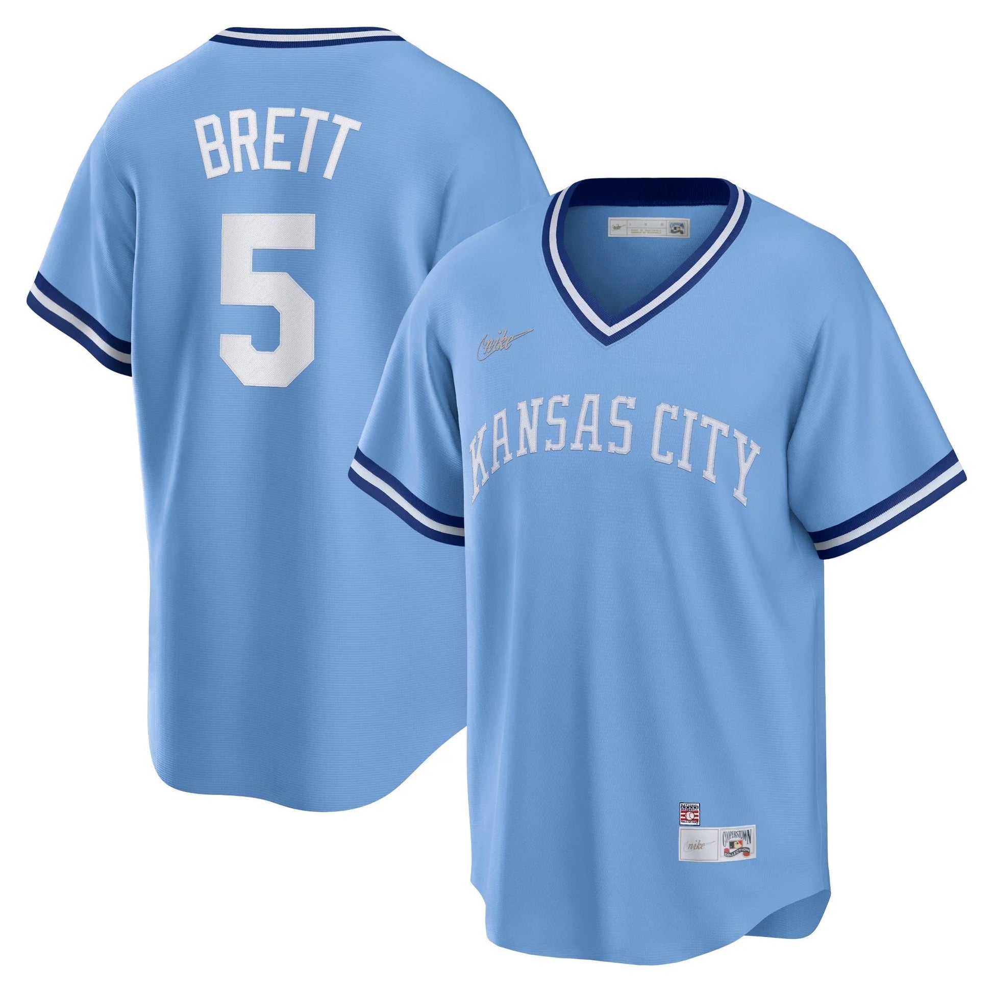 George Brett Kansas City Royals Cooperstown Collection Jersey - Light Blue baseball jersey product view 1