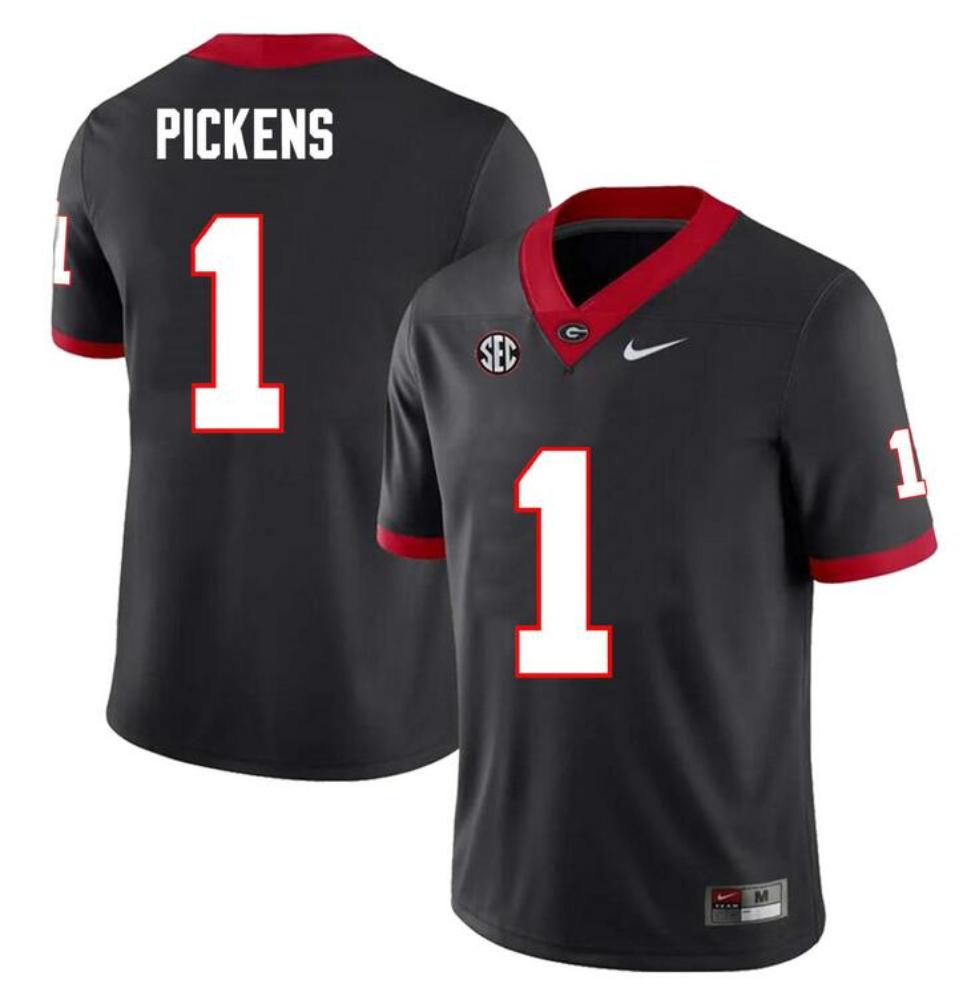 George Pickens Georgia Bulldogs Jersey - Black sports jersey product view 1