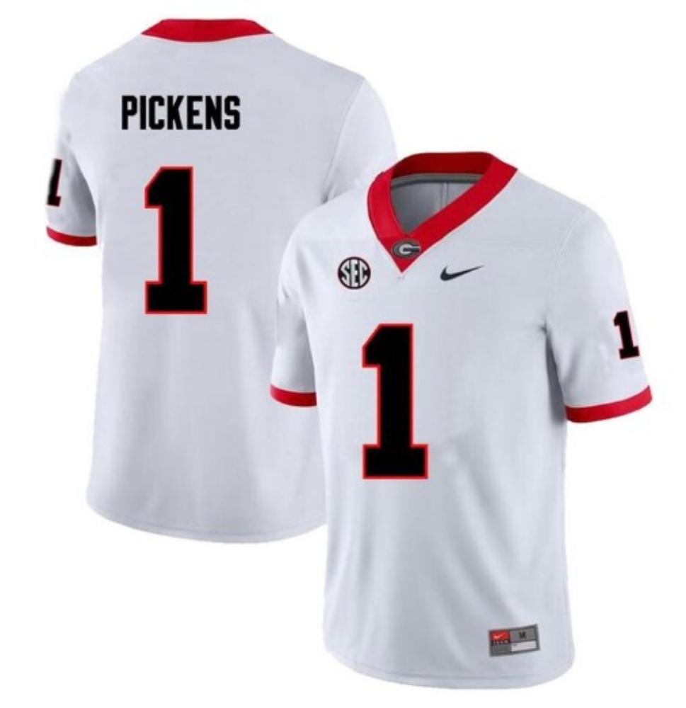 George Pickens Georgia Bulldogs Jersey - White sports jersey product view 1