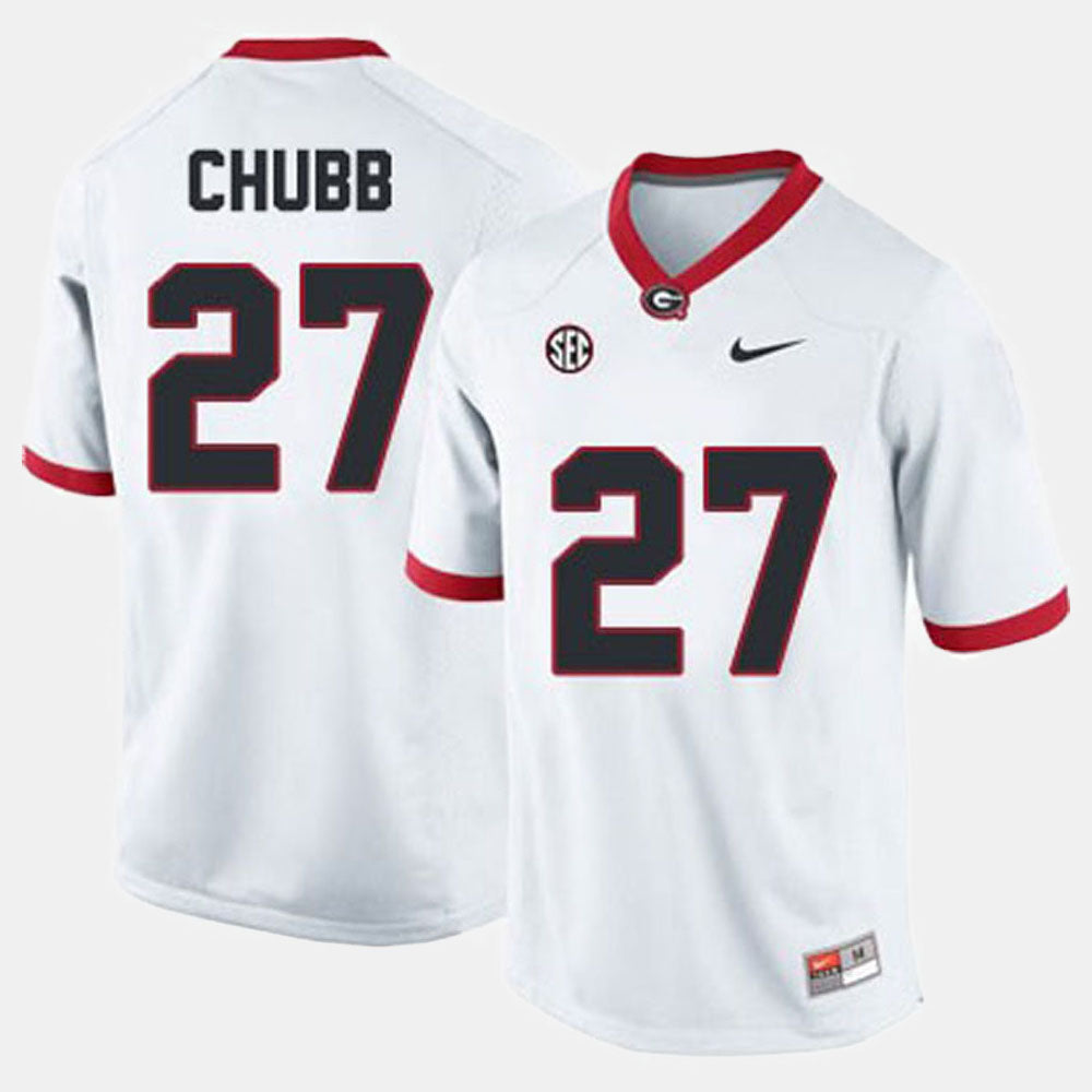 Nick Chubb Georgia Bulldogs Jersey - White sports jersey product view 1