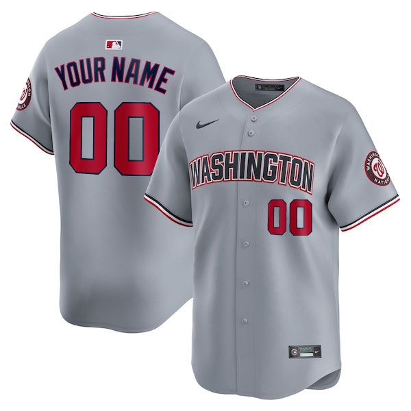 Custom Washington Nationals Road Jersey - Gray baseball jersey product view 1
