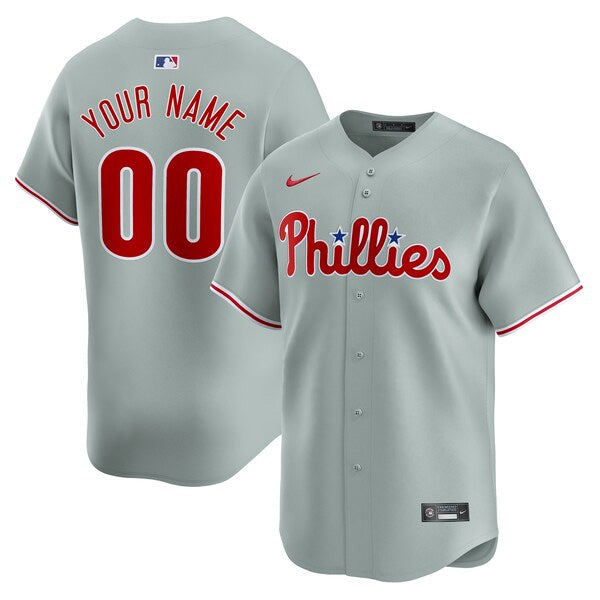 Custom Philadelphia Phillies Away Jersey - Gray baseball jersey product view 1