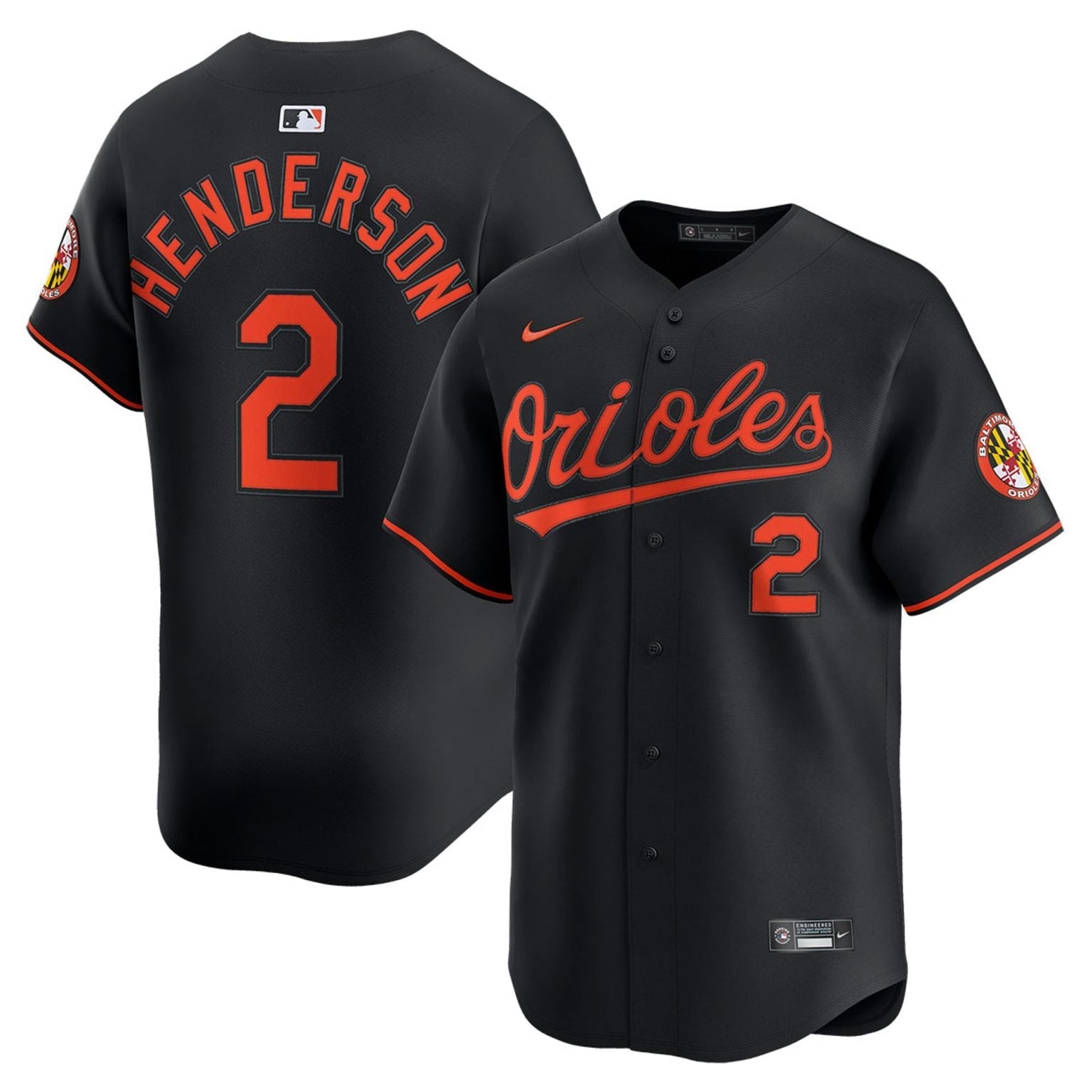 Gunnar Henderson Baltimore Orioles Alternate Limited Jersey - Black baseball jersey product view 1