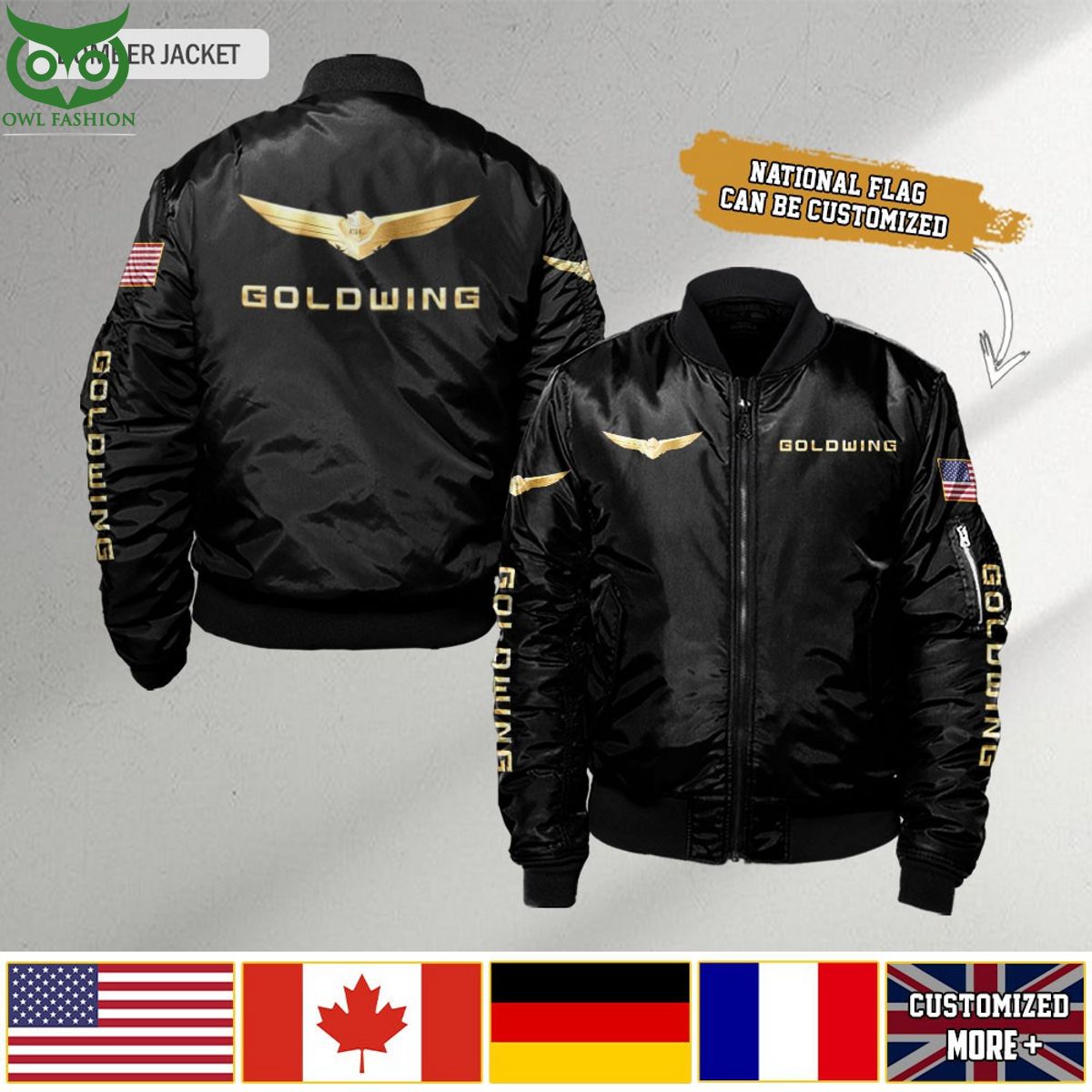 Honda Gold Custom Flag 3D Bomber Jacket - Adult & Kids T-Shirts, Sweatshirts & Hoodies apparel design preview 1