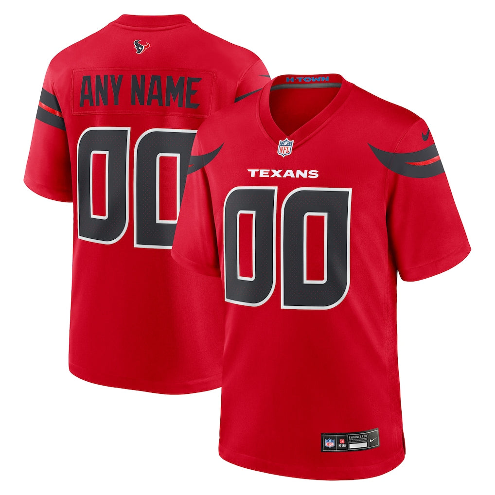 Custom Houston Texans Alternate Jersey - Red football jersey product view 1