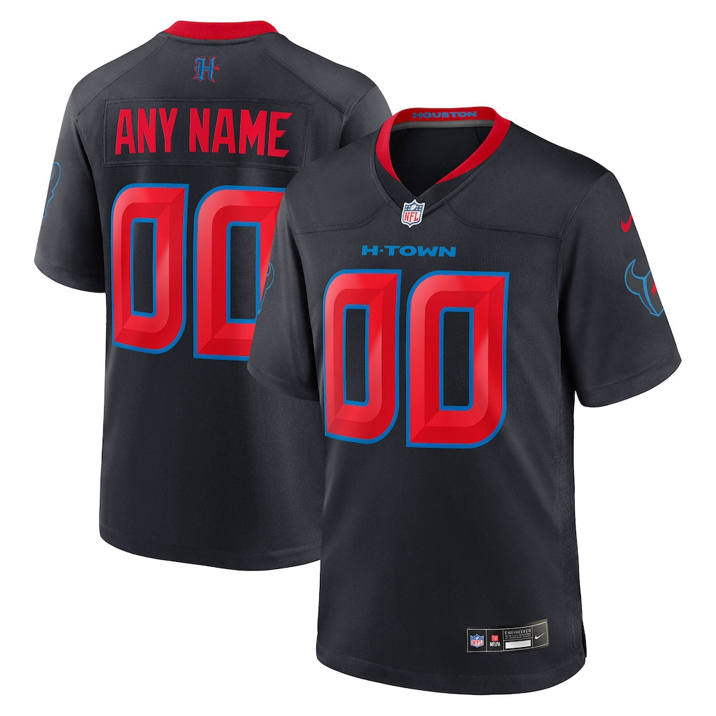 Custom Houston Texans Secondary Alternate Jersey - Navy football jersey product view 1