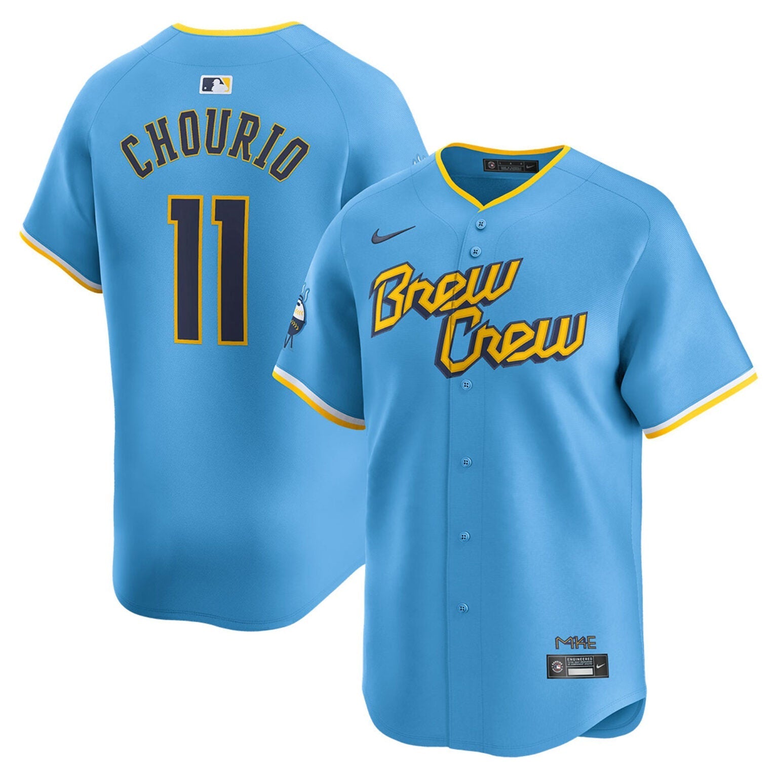 Jackson Chourio Milwaukee Brewers City Connect Limited Jersey - Powder Blue baseball jersey product view 1