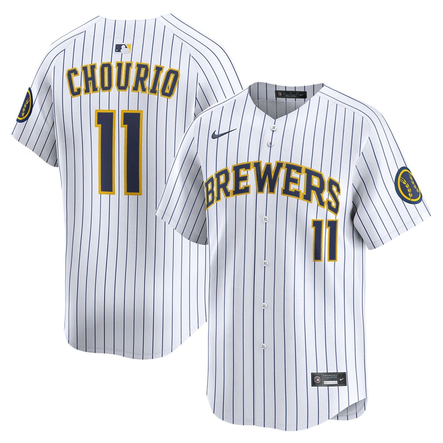 Jackson Chourio Milwaukee Brewers Alternate Limited Jersey - White baseball jersey product view 1