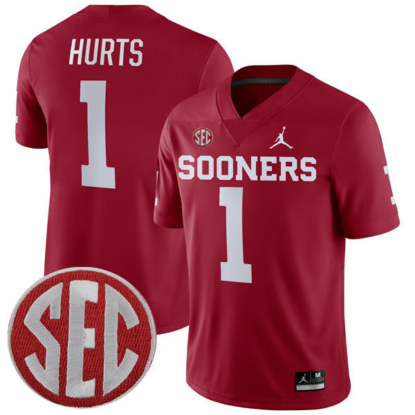 Jalen Hurts Oklahoma Sooners Alumni Player Jersey - Crimson sports jersey product view 1