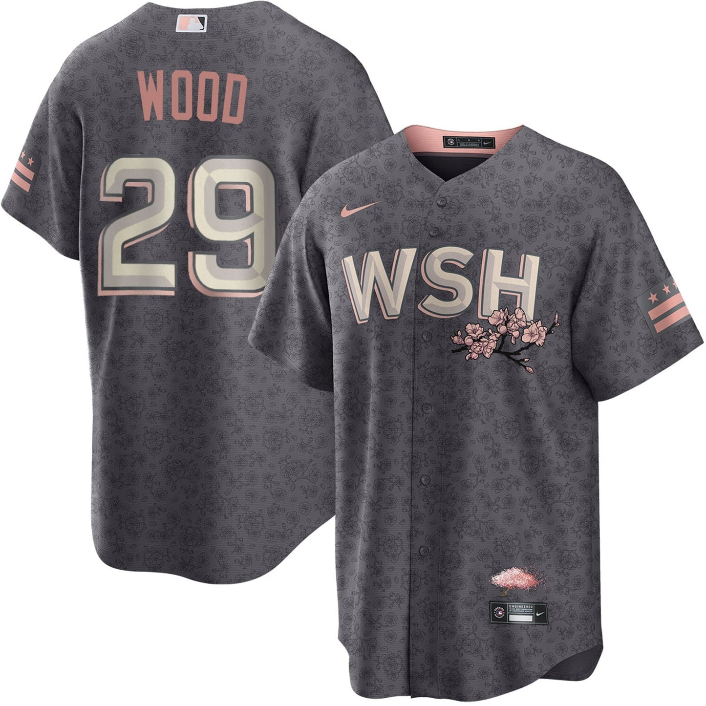James Wood Washington Nationals City Connect Jersey - Gray baseball jersey product view 1