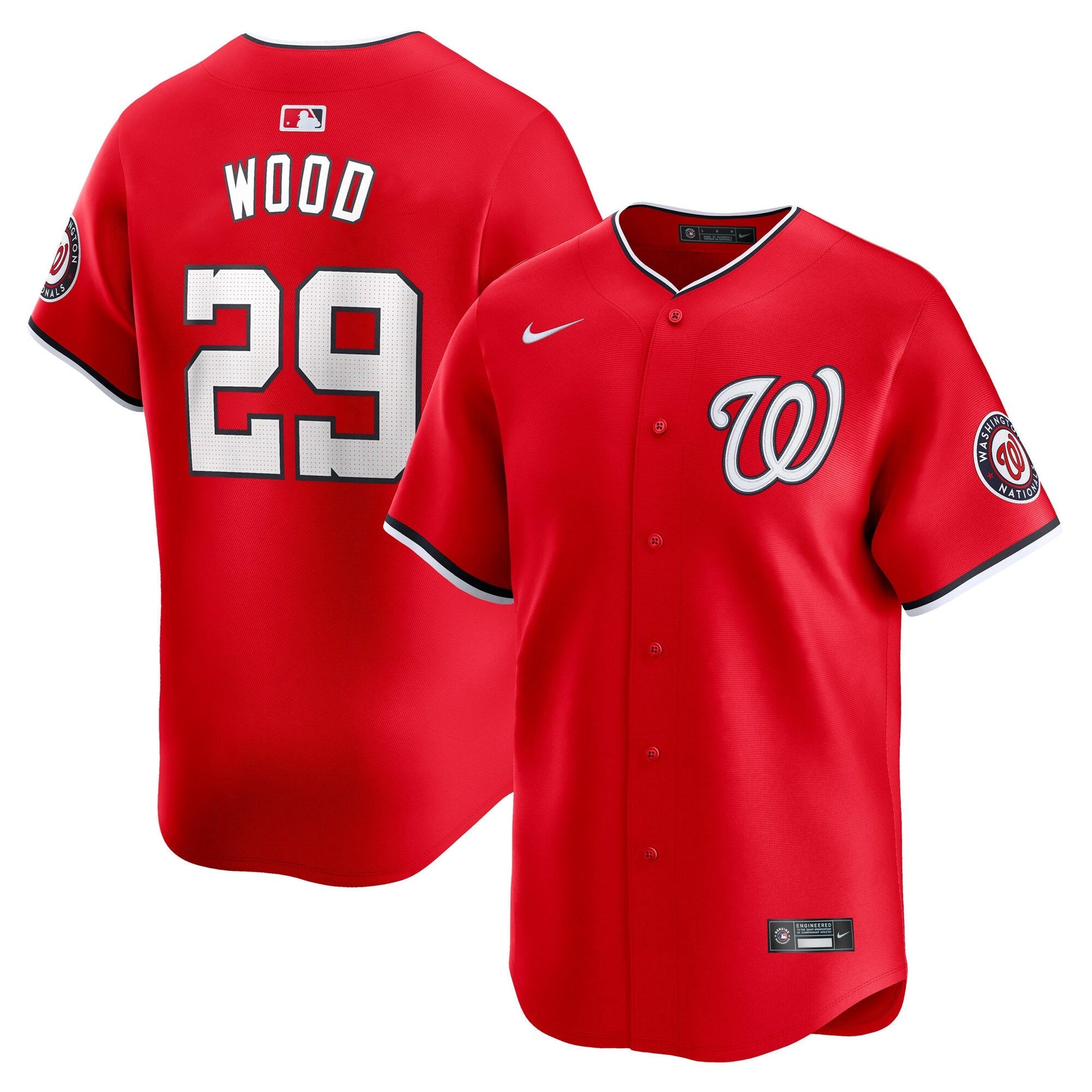 James Wood Washington Nationals Alternate Jersey - Red baseball jersey product view 1
