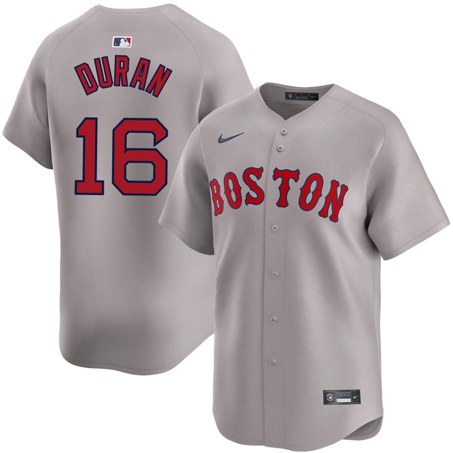 Jarren Duran Boston Red Sox Road Limited Jersey – Gray baseball jersey product view 1