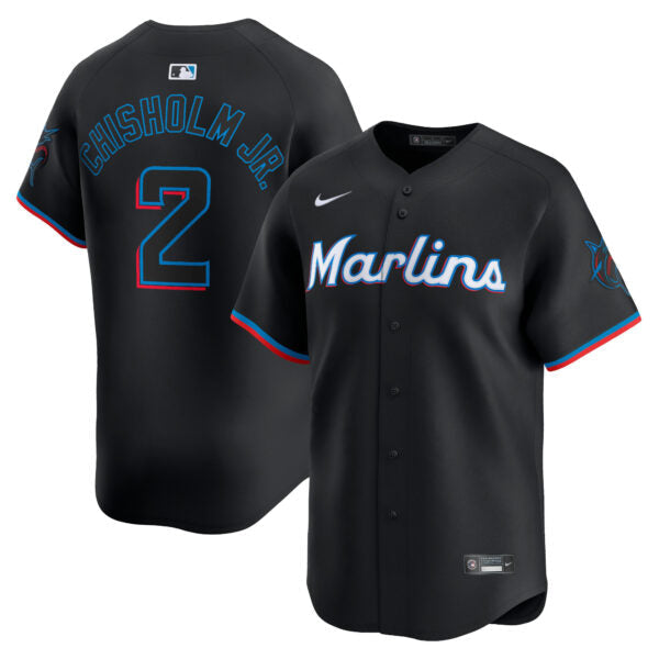 Jazz Chisholm Jr Miami Marlins Alternate Limited Jersey - Black baseball jersey product view 1