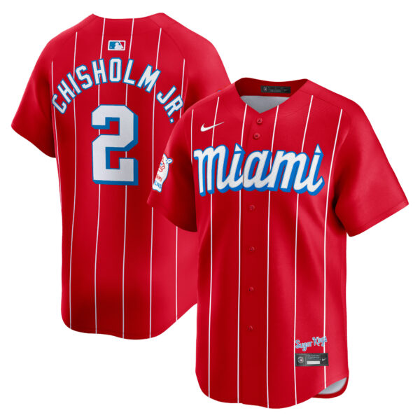 Jazz Chisholm Jr Miami Marlins City Connect Limited Jersey - Red baseball jersey product view 1