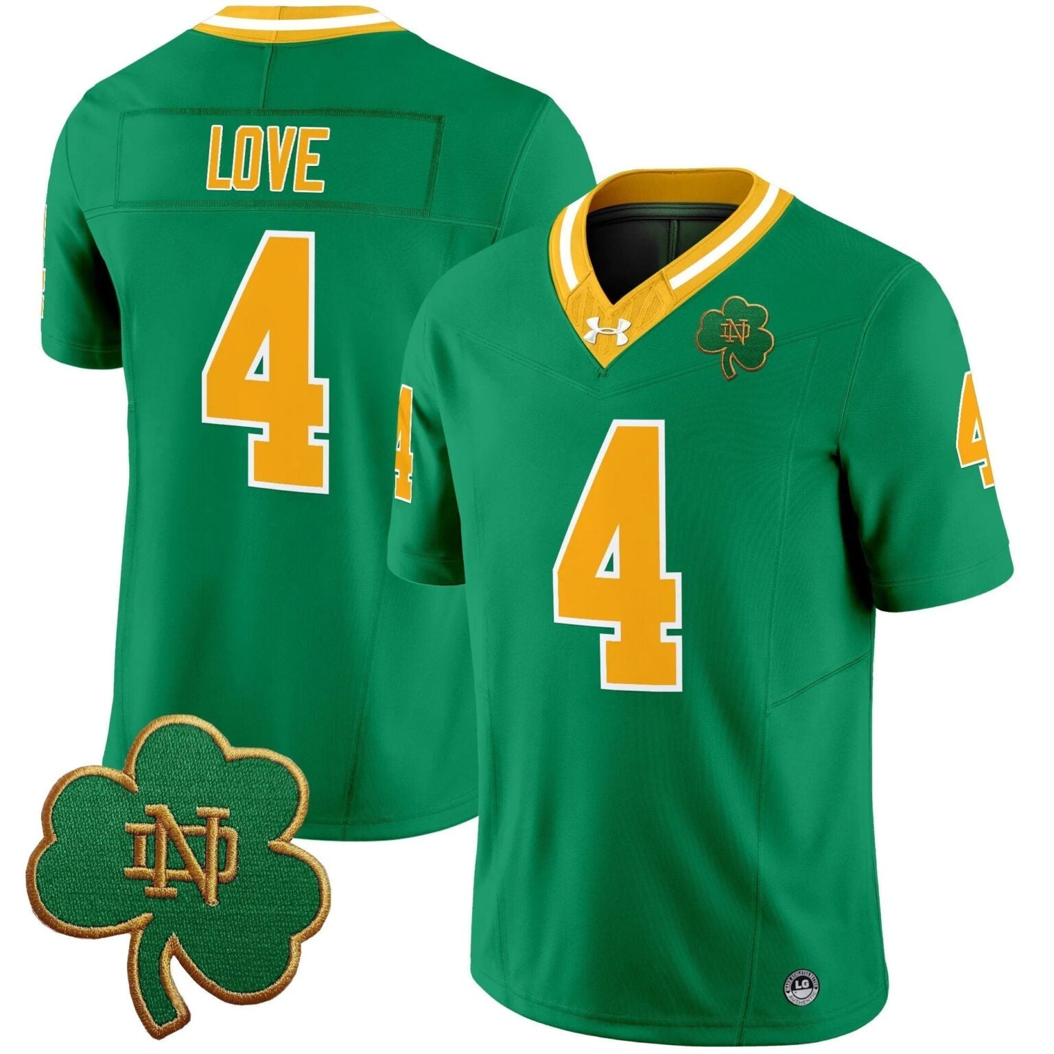 Jeremiyah Love Notre Dame Fighting Irish Throwback Jersey - Green sports jersey product view 1