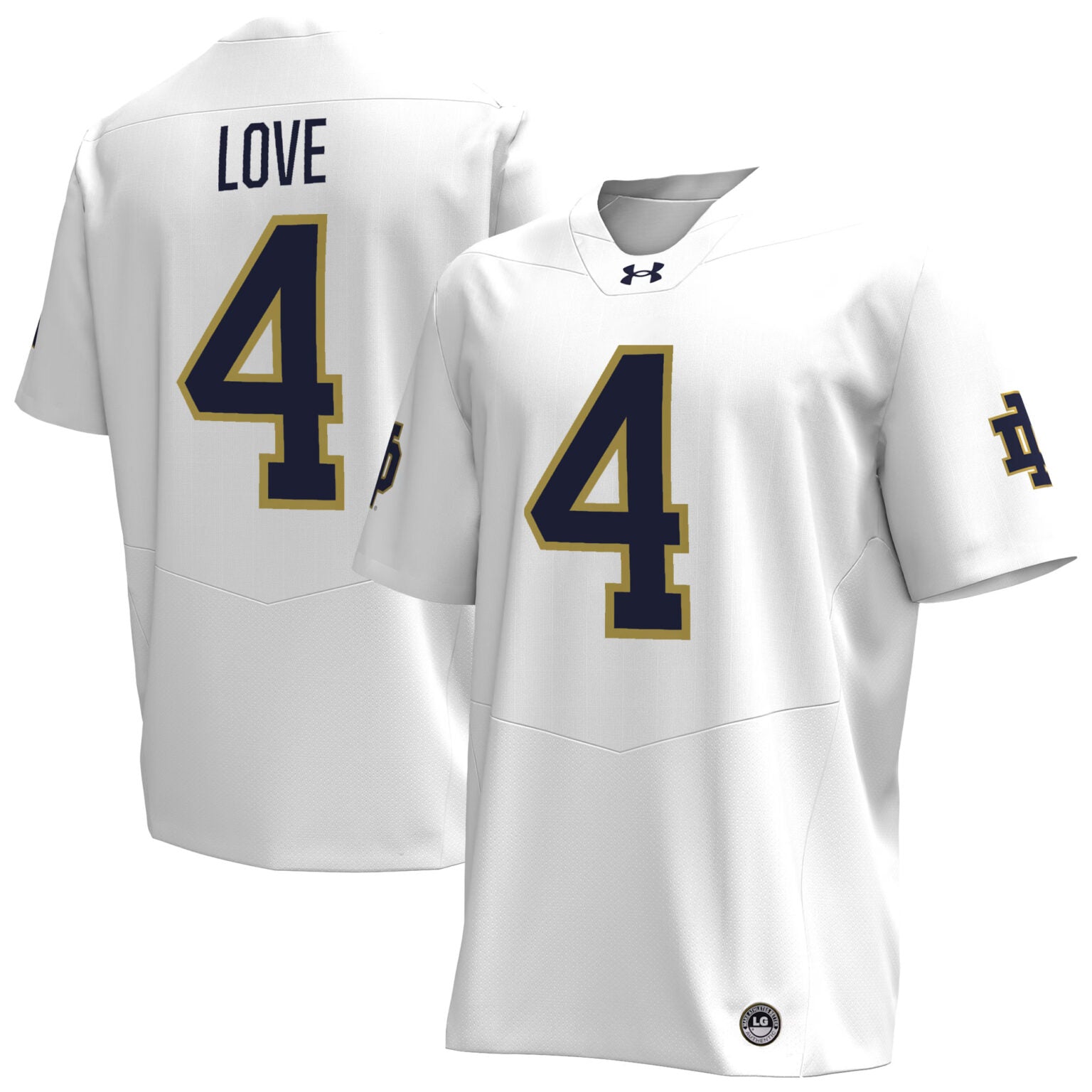 Jeremiyah Love Notre Dame Fighting Irish Jersey - White sports jersey product view 1