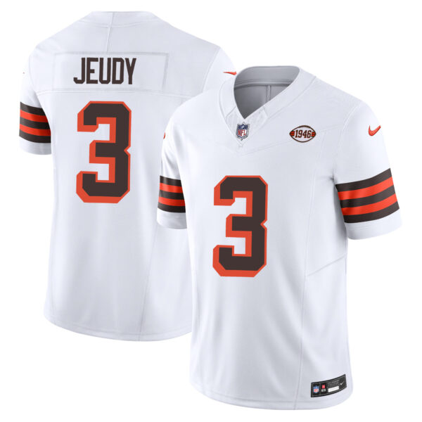 Jerry Jeudy Cleveland Browns 1946 Throwback Jersey - White football jersey product view 1