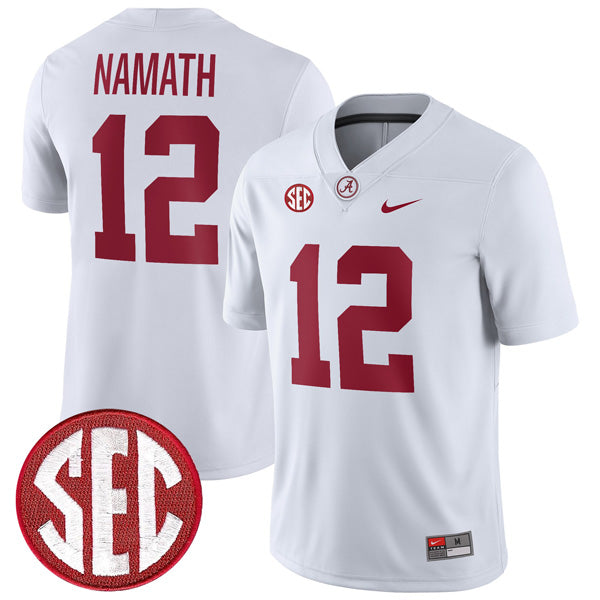 Joe Namath Alabama Crimson Tide Jersey - White sports jersey product view 1