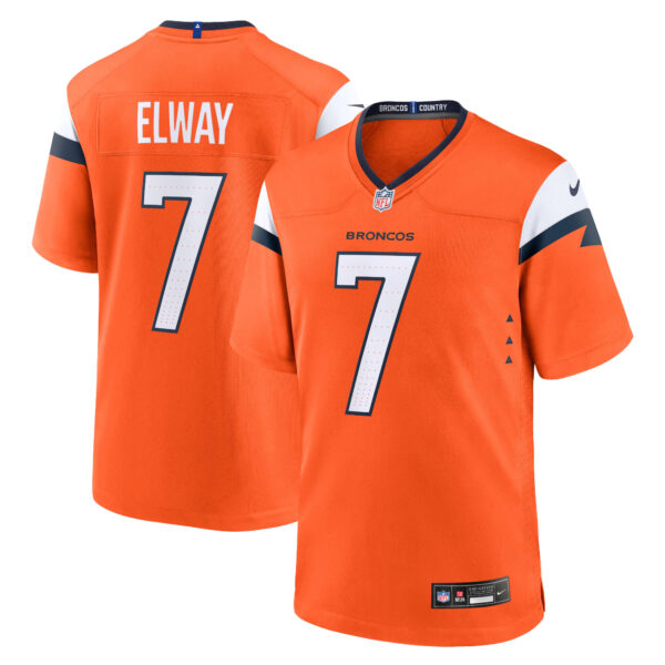 John Elway Denver Broncos Home Jersey - Orange football jersey product view 1